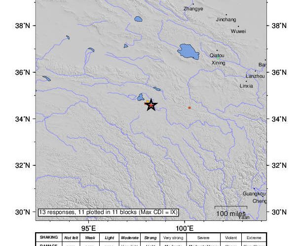 Cutremur în China cu magnitudine 7.3 pe scara Richter