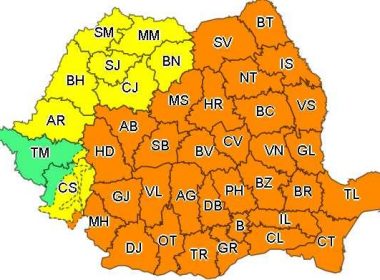 Cod portocaliu de vijelii în 32 de judeţe până sâmbătă seara