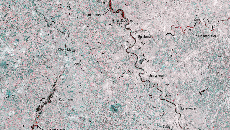 Cum se vede din satelit dezastrul provocat de inundaţiile din Germania şi Belgia
