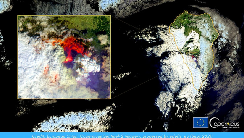 Cum s-a văzut din satelit erupţia vulcanului Cumbre Vieja din La Palma