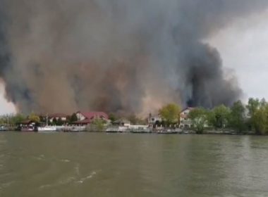 Incendiu într-o zonă protejată din Delta Dunării. Flăcările s-au extins în apropierea unei localităţi