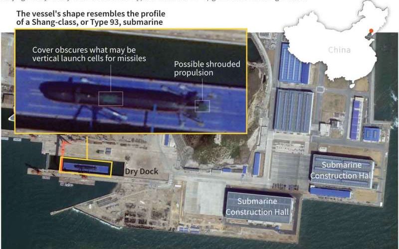 Imagini din satelit au surprins un posibil nou model de submarin de atac chinez